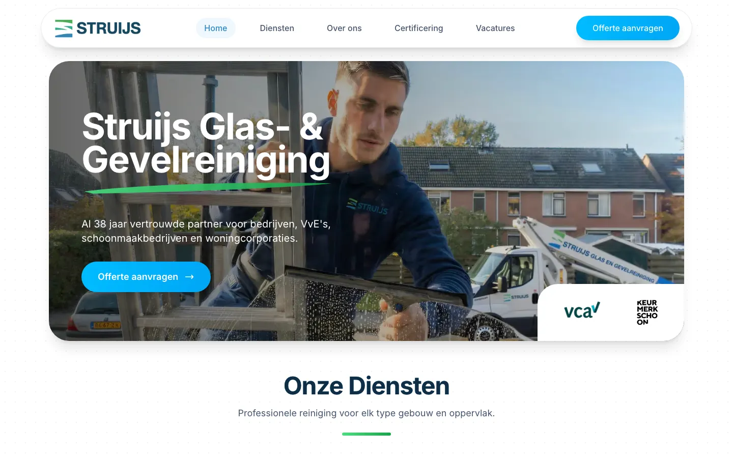 Website van Struijs Glas- & Gevelreiniging